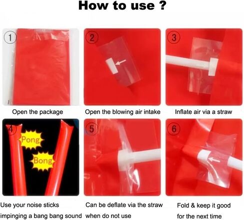 عصي الرعد (احمر) - عصا نفخ للملعب بام بام تشير عصا نفخ عصا تصدر ضوضاء كرة السلة وكرة القدم تصدر ضوضاء وهدايا الحفلات (احمر) in Kuwait