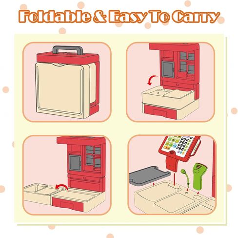 RedCrab Cash Register Toy for Kids,Toddler Store Pretend Plays Supermarket Calculator Cash Register Gift with Scanner,Play Money,Play Food for Boys & Girls… in Kuwait