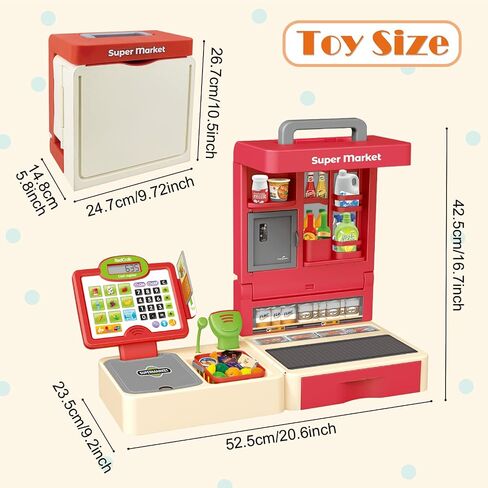 RedCrab Cash Register Toy for Kids,Toddler Store Pretend Plays Supermarket Calculator Cash Register Gift with Scanner,Play Money,Play Food for Boys & Girls… in Kuwait