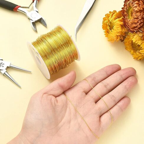 Airssory 0.5mm/24-Guage Copper Metal Beading Wire Long-Lasting Plated for Wrapping Twist Ties DIY Craft Jewelry Making - 75-Feet/25-Yard in Kuwait