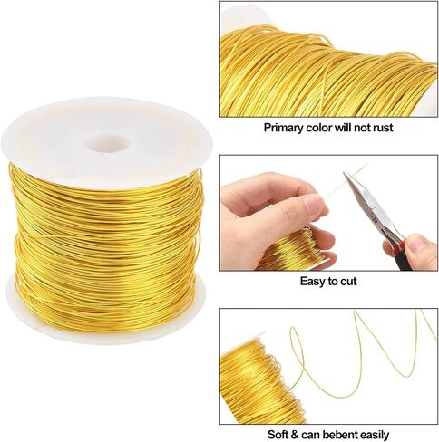 Airssory 0.5mm/24-Guage Copper Metal Beading Wire Long-Lasting Plated for Wrapping Twist Ties DIY Craft Jewelry Making - 75-Feet/25-Yard in Kuwait