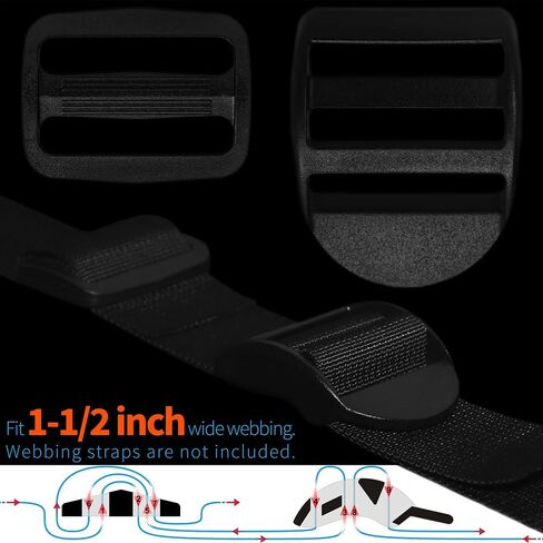 LASIGHT 4 Pack Slider Ladder Lock Buckle and Tri-glide Slide for 3/4", 1", 1-1/4", 1-1/2", 2" Webbing Strap in Saudi Arabia