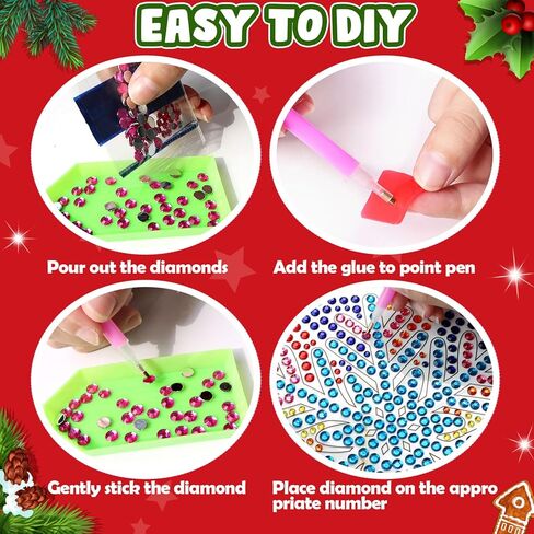 pigipigi Christmas Art Craft for Kids - Diamond Painting Kit for Girls Ages 6 7 8 12 Window Gem Art Creative Toys for 7 Year Old Girl Boy Christmas Holiday Gift Idea in Kuwait