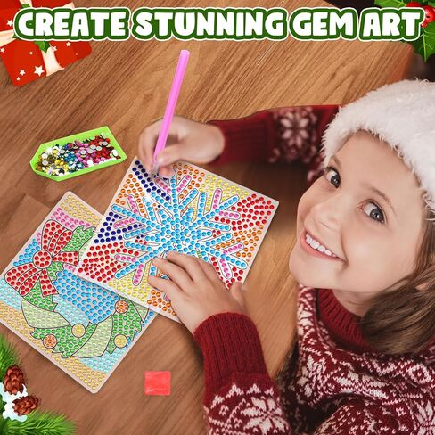 pigipigi Christmas Art Craft for Kids - Diamond Painting Kit for Girls Ages 6 7 8 12 Window Gem Art Creative Toys for 7 Year Old Girl Boy Christmas Holiday Gift Idea in Kuwait