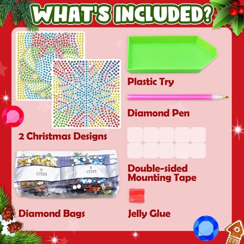 pigipigi Christmas Art Craft for Kids - Diamond Painting Kit for Girls Ages 6 7 8 12 Window Gem Art Creative Toys for 7 Year Old Girl Boy Christmas Holiday Gift Idea in Kuwait