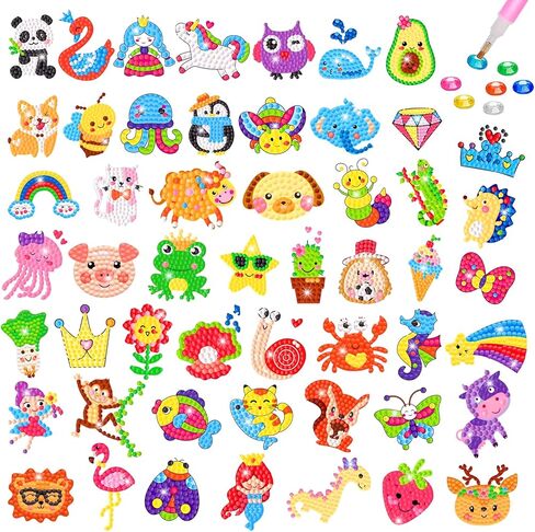 مجموعات الرسم الماسي للأطفال من Vicouyi، 12 قطعة من مجموعة الفن الماسي 5D للأطفال in Kuwait