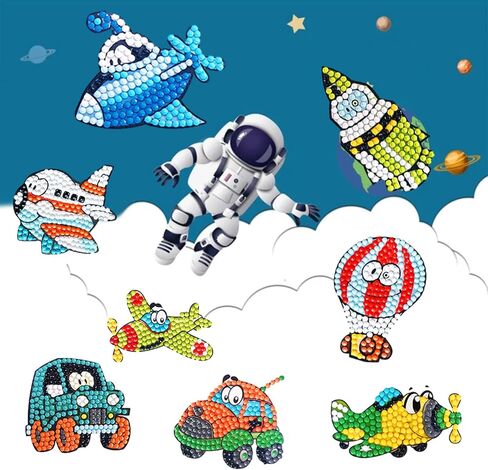 مجموعات الرسم الماسي للأطفال من Vicouyi، 12 قطعة من مجموعة الفن الماسي 5D للأطفال in Kuwait