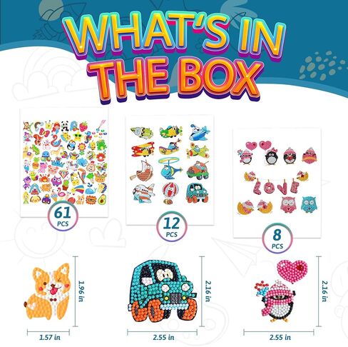 مجموعات الرسم الماسي للأطفال من Vicouyi، 12 قطعة من مجموعة الفن الماسي 5D للأطفال in Kuwait