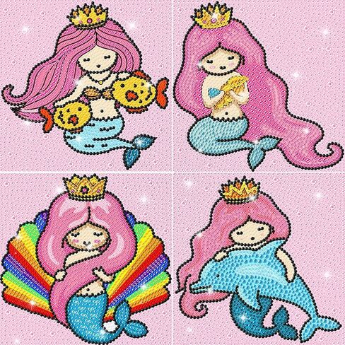 ForPeak Diamond Art للأطفال، الفنون والحرف اليدوية للأطفال الذين تتراوح أعمارهم بين 8-12 عامًا، طلاء فني فسيفساء كامل الحفر بالأرقام، مجموعات طلاء ألماس 5D للأطفال DIY هدية للأطفال 6 "× 6" 4 قطع (مساحة) in Kuwait