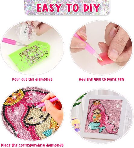 ForPeak Diamond Art للأطفال، الفنون والحرف اليدوية للأطفال الذين تتراوح أعمارهم بين 8-12 عامًا، طلاء فني فسيفساء كامل الحفر بالأرقام، مجموعات طلاء ألماس 5D للأطفال DIY هدية للأطفال 6 "× 6" 4 قطع (مساحة) in Kuwait
