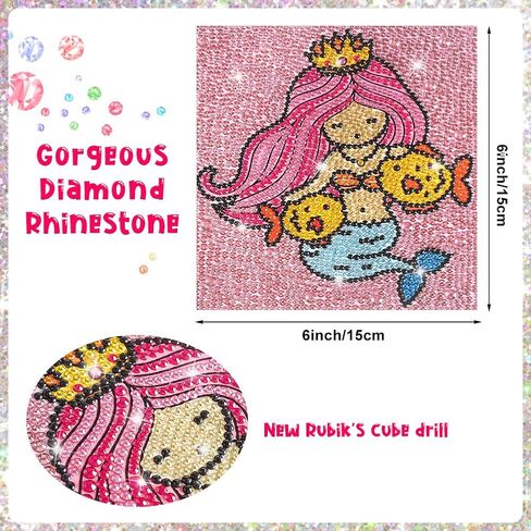 ForPeak Diamond Art للأطفال، الفنون والحرف اليدوية للأطفال الذين تتراوح أعمارهم بين 8-12 عامًا، طلاء فني فسيفساء كامل الحفر بالأرقام، مجموعات طلاء ألماس 5D للأطفال DIY هدية للأطفال 6 "× 6" 4 قطع (مساحة) in Kuwait