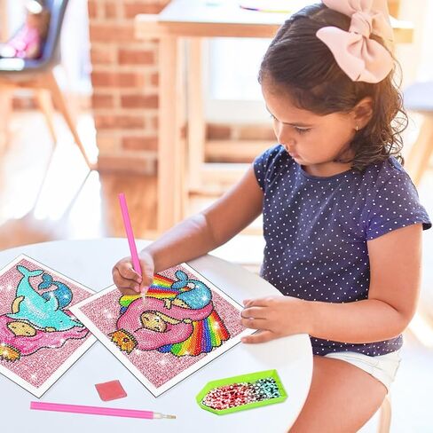 ForPeak Diamond Art للأطفال، الفنون والحرف اليدوية للأطفال الذين تتراوح أعمارهم بين 8-12 عامًا، طلاء فني فسيفساء كامل الحفر بالأرقام، مجموعات طلاء ألماس 5D للأطفال DIY هدية للأطفال 6 "× 6" 4 قطع (مساحة) in Kuwait