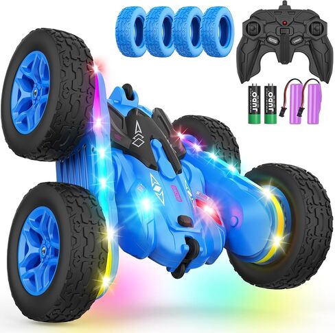 Terucle Remote Control Car, Rc Cars Stunt Toys New Upgraded Strip Lights and Headlights Toys Double-Sided 360° Rotating 4WD Drift Truck for Boys Girls Birthday Gift (Blue) in Kuwait