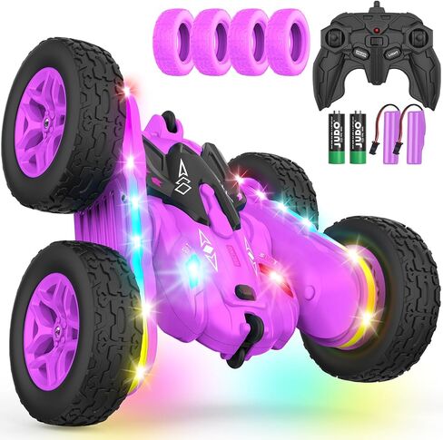 Terucle سيارة التحكم عن بعد، Rc Cars Stunt RC Car Toys New ترقية قطاع الأضواء والمصابيح الأمامية ألعاب السيارات على الوجهين 360 درجة الدورية 4WD Rc الانجراف شاحنة للبنين الفتيات هدية عيد ميلاد (الأخضر) in Kuwait