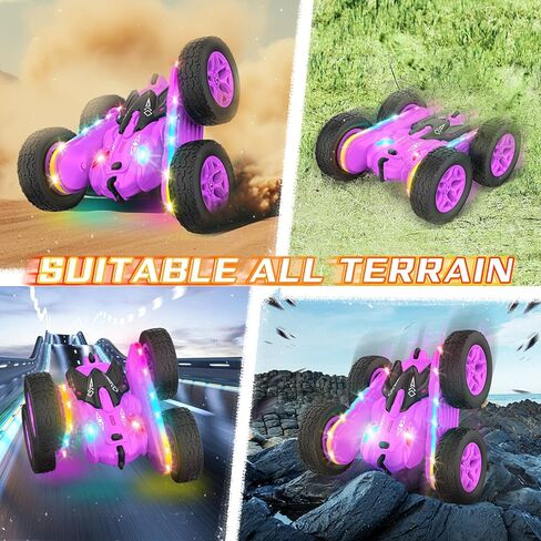 Terucle سيارة التحكم عن بعد، Rc Cars Stunt RC Car Toys New ترقية قطاع الأضواء والمصابيح الأمامية ألعاب السيارات على الوجهين 360 درجة الدورية 4WD Rc الانجراف شاحنة للبنين الفتيات هدية عيد ميلاد (الأخضر) in Kuwait