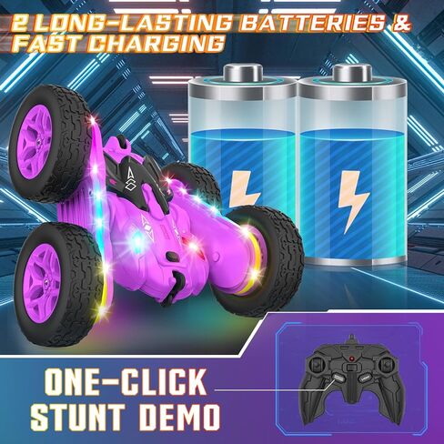 Terucle سيارة التحكم عن بعد، Rc Cars Stunt RC Car Toys New ترقية قطاع الأضواء والمصابيح الأمامية ألعاب السيارات على الوجهين 360 درجة الدورية 4WD Rc الانجراف شاحنة للبنين الفتيات هدية عيد ميلاد (الأخضر) in Kuwait