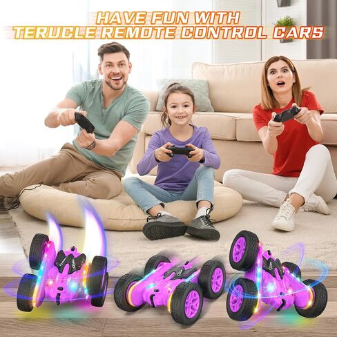 Terucle سيارة التحكم عن بعد، Rc Cars Stunt RC Car Toys New ترقية قطاع الأضواء والمصابيح الأمامية ألعاب السيارات على الوجهين 360 درجة الدورية 4WD Rc الانجراف شاحنة للبنين الفتيات هدية عيد ميلاد (الأخضر) in Kuwait