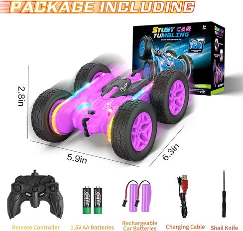 Terucle سيارة التحكم عن بعد، Rc Cars Stunt RC Car Toys New ترقية قطاع الأضواء والمصابيح الأمامية ألعاب السيارات على الوجهين 360 درجة الدورية 4WD Rc الانجراف شاحنة للبنين الفتيات هدية عيد ميلاد (الأخضر) in Kuwait