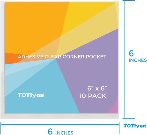 TOTiyea 10 عبوات من جيوب الزوايا الشفافة مقاس 6 × 6 بوصات، جيوب مخططة ذاتية اللصق، تضيف مساحة تخزين إضافية لأجهزة الكمبيوتر المحمولة والمجلدات وملحقات المخطط in Kuwait