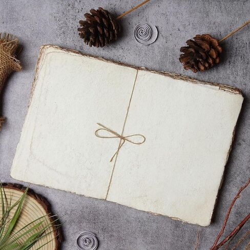 LEATHER VILLAGE Watercolor Paper- 6 X 4 inches - 25 Sheets Watercolor Paper for Drawing, Sketching, Wedding Cards & Crafts - 150 GSM Thick Deckle Edge Virgin Cotton Handmade Paper - Vintage in Kuwait