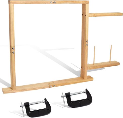 Tufting Frame, Rug Tufting Frame with Table Clamp, 27.5" x 27.5" Wooden Rug Making Frame for Tufting Gun Suitable for Electric Carpet Gun-Making Tools for Sewing, Embroidery, Rug Making Beginner in Kuwait