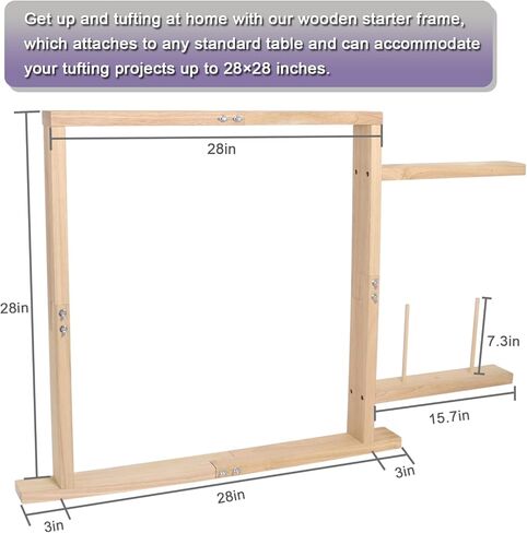 Tufting Frame, Rug Tufting Frame with Table Clamp, 27.5" x 27.5" Wooden Rug Making Frame for Tufting Gun Suitable for Electric Carpet Gun-Making Tools for Sewing, Embroidery, Rug Making Beginner in Kuwait