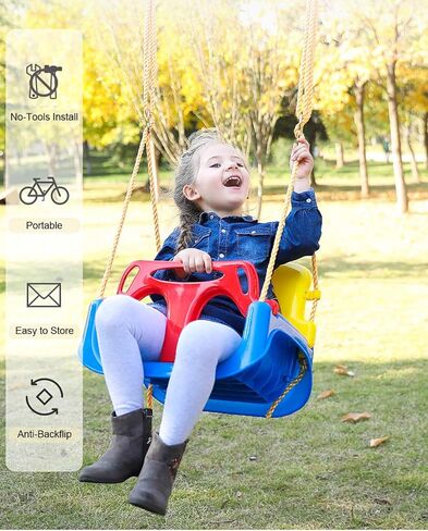 أرجوحة أطفال 3 في 1، مقعد أرجوحة للرضع/الأطفال الصغار، مع حبال قابلة للتعديل، مقعد أرجوحة مريح وآمن رائع لمجموعة الأشجار/الأرجوحة، داخلي، خارجي، ساحة لعب، خلفية (وردي) in Kuwait