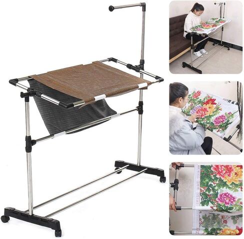 Needlework Floor Frame, Adjustable Cross Stitch Craft Stand, Standing Embroidery Lap Table, for Art Craft Sewing Holder in Saudi Arabia