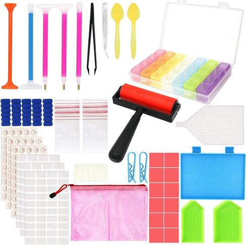 60 قطعة من أدوات الرسم الماسي 5D ، اكسسوارات الطلاء DIY الماس الصليب لاصق كلاي لعيد الحب الحرفية ، مجموعات صينية وأداة التثبيت صندوق التطريز أسطوانة الماس للبالغين أو الأطفال in Kuwait