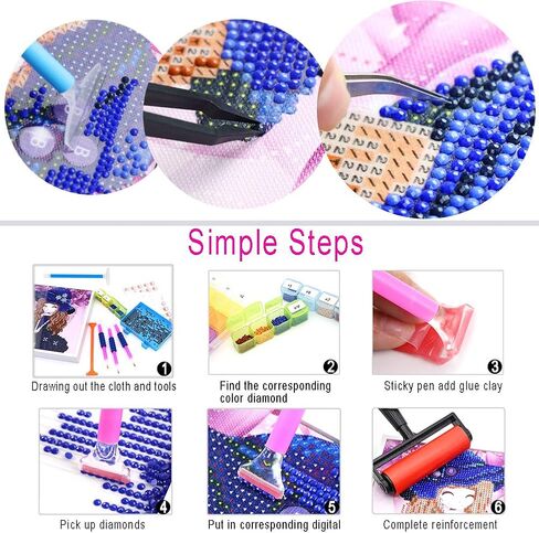 60 قطعة من أدوات الرسم الماسي 5D ، اكسسوارات الطلاء DIY الماس الصليب لاصق كلاي لعيد الحب الحرفية ، مجموعات صينية وأداة التثبيت صندوق التطريز أسطوانة الماس للبالغين أو الأطفال in Kuwait