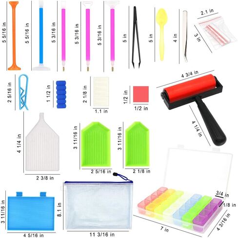 60 قطعة من أدوات الرسم الماسي 5D ، اكسسوارات الطلاء DIY الماس الصليب لاصق كلاي لعيد الحب الحرفية ، مجموعات صينية وأداة التثبيت صندوق التطريز أسطوانة الماس للبالغين أو الأطفال in Kuwait