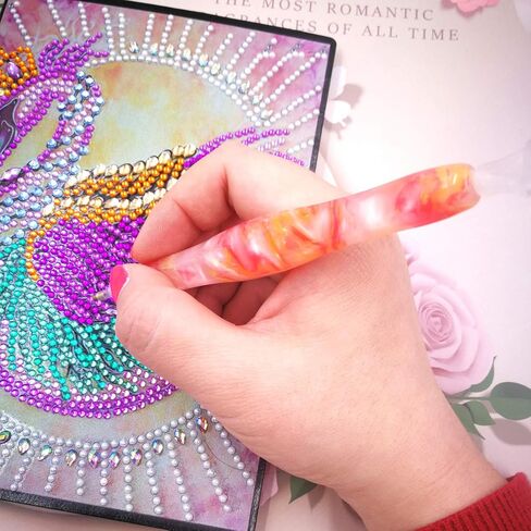 Handmade Resin Diamond Painting Pen Tools, 15Diamond Art Pen Placers and 5Clays, Diamond Painting Drill Pen Stylus, Gem Rhinestone Picker Tool, Nail Art Embroidery Decoration, Mosaic Making Candy Pink in Kuwait