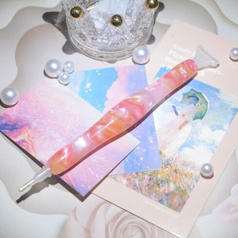 Handmade Resin Diamond Painting Pen Tools, 15Diamond Art Pen Placers and 5Clays, Diamond Painting Drill Pen Stylus, Gem Rhinestone Picker Tool, Nail Art Embroidery Decoration, Mosaic Making Candy Pink in Kuwait