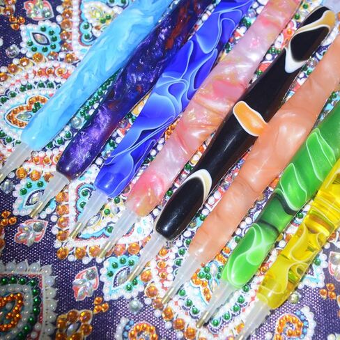 Handmade Resin Diamond Painting Pen Tools, 15Diamond Art Pen Placers and 5Clays, Diamond Painting Drill Pen Stylus, Gem Rhinestone Picker Tool, Nail Art Embroidery Decoration, Mosaic Making Candy Pink in Kuwait
