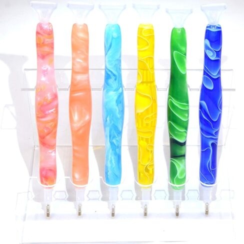 Handmade Resin Diamond Painting Pen Tools, 15Diamond Art Pen Placers and 5Clays, Diamond Painting Drill Pen Stylus, Gem Rhinestone Picker Tool, Nail Art Embroidery Decoration, Mosaic Making Candy Pink in Kuwait