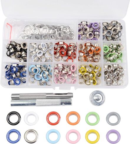 HOTMMGR 1/4 بوصة مجموعة أدوات جروميت Hotetey 360 مجموعة متعددة الألوان مجموعة ثقوب معدنية مع أدوات التثبيت 12 لونًا in Kuwait