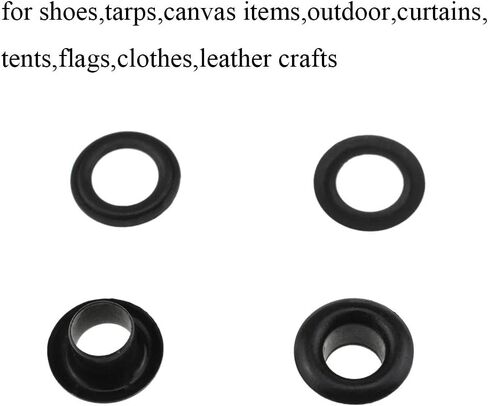 Hahiyo Grommets Eyelets 10mm Inside Diameter Carbon Steel Strong Shiny for Canvas Clothes Leather DIY Fabric Belt Purse Bag Shoe Tent Curtain Paper Projects Decoration Black 70Pcs in Kuwait