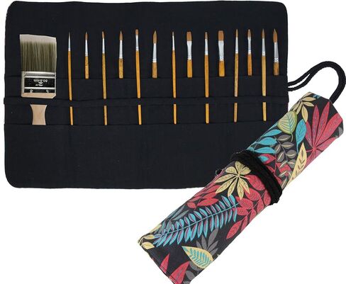 A AIFAMY 30 Pockets Artist Paint Brush Holder, Canvas Roll Up Case Bag & Storage Organizer Pouch Case- Store Pencils, Pens Tools in Kuwait