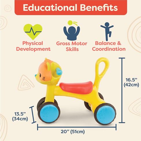 B. toys- B. play- Riding Buddy - Cat- Ride-On Toy – Cat Ride-On with Wheels – Balance Bike for Toddlers – Indoor & Outdoor Riding Toys – 1 Year + in Saudi Arabia