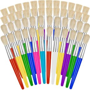 YGAOHF 48 Pack Paint Brushes for Kids - Kids Paint Brushes with Durable Bristle, Big Washable Chubby Toddler Paint Brushes, Easy to Clean Round Flat Brushes for Acrylic Oil Watercolor Washable Paint in Kuwait
