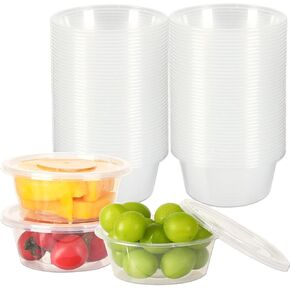 Augshy 40 Pack 4Oz Slime Containers with Lids, Jello Shot Cups Condiment Containers Plastic Portion Cups with Lids for Salad Dressing Food Storage Containers in Saudi Arabia