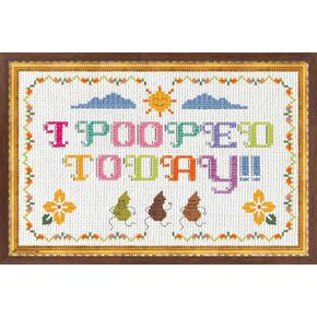 Trends International Needlepoint-I Pooped Today Wall Poster, 14.725" x 22.375", Barnwood Framed Version in Saudi Arabia