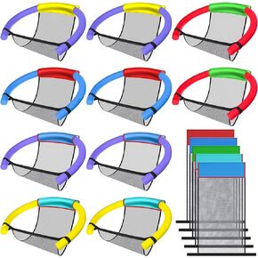 10 Pcs Sling Mesh Chairs Mesh Floating Chairs for Swimming Pool Noodle Chairs Pool Noodle Sling Mesh Seat for Kids Adult Water Relaxation Summer Parties, 5 Colors, Noodle Foam Not Included in Saudi Arabia