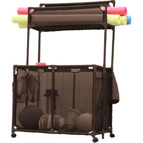 Essentially Yours Pool Storage Equipment Organizer Holder - Noodles, Toys, Balls and Floats Mesh Rolling Double Decker Bin, 37" L x 24" W x 55" H, XXL, Style 561935 in Kuwait