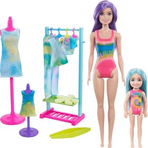 Barbie Color Reveal Toy Gift Set, Tie-Dye Fashion Maker with Barbie & Chelsea Dolls & Accesssories, 50 Surprises Including Pets in Saudi Arabia