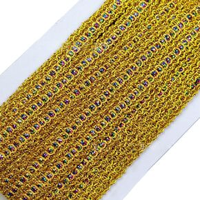 14.5 Yards Metallic Braid Trim Embroidery Metallic Trimming Ribbon Applique Costume Sewing Curtain Craft Supplies(Gold)