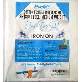 MAROBEE Woven Cotton Iron On Fusible Interfacing for Sewing Projects - 44 Inch x 2 Yards - Soft Feel (SF) Medium Weight Interfacing for Plackets Yokes Blouses & Embroidery in Kuwait