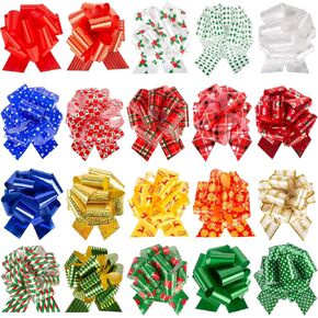 VGOODALL 20PCS Christmas Pull Bows, Christmas Gift Bows 5 Inch Christmas Bows for Gift Wrapping Home Decor Party Supplies in Kuwait
