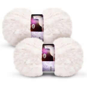 2 Pieces Skeins Soft Fur Yarn Fuzzy Fur Yarn Chunky Fluffy Faux Fur Yarn Eyelash Yarn Cream Fur Yarn for Crochet Blanket Rug Clothes Knitting Project, 30 Meter and 50 Gram for Each (Beige)
