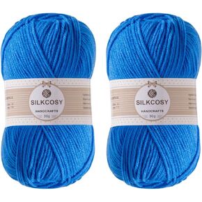 2 Pcs Crochet Yarn, Feels Soft 280 Yards Assorted Colors 4ply Acrylic Yarn,Yarn for Crochet & Hand Knitting-Bright red